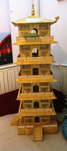 竹木粘贴作品——六层宝塔